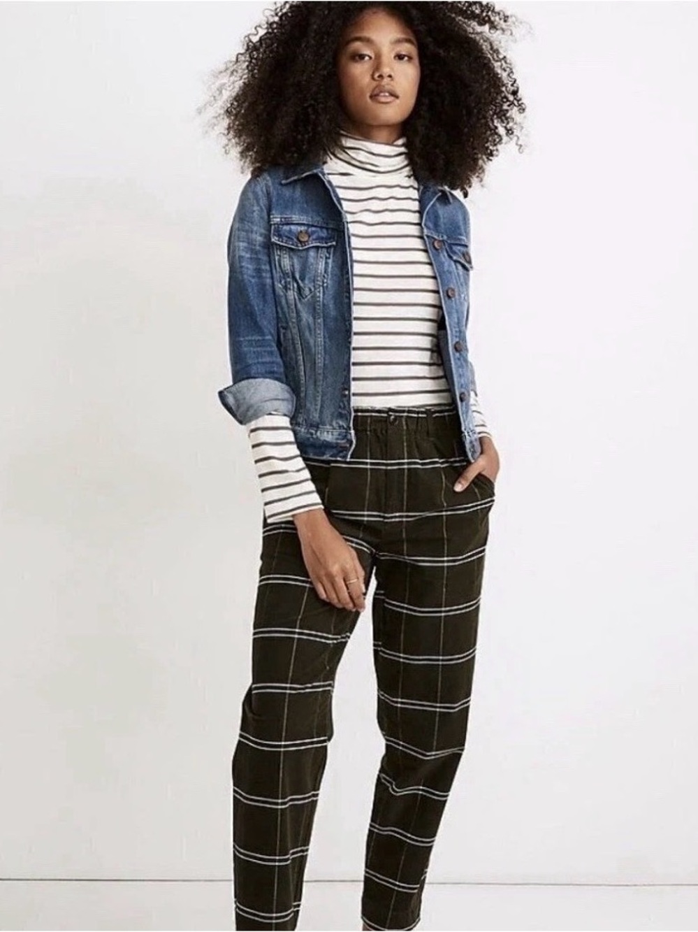 Madewell Olive Windowpane Plaid Joggers
